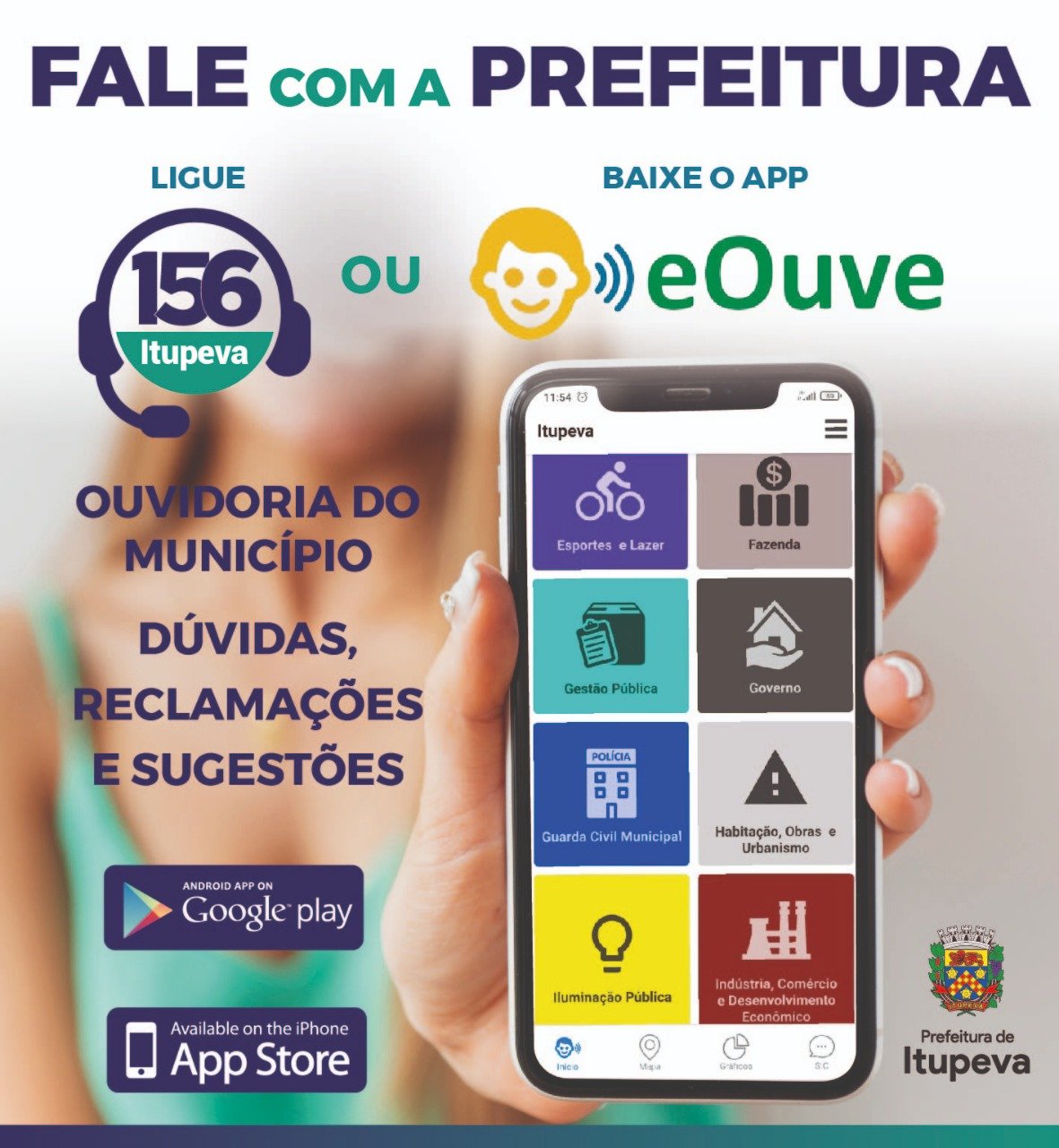 Arte de comunicação sobre o aplicativo eOuve