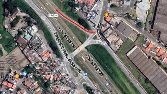 Linha vermelha indica alça que será fechada. Mudança passa a valer a partir de 0h desta quarta-feira, 12 (Foto: Reprodução CCR AutoBan)