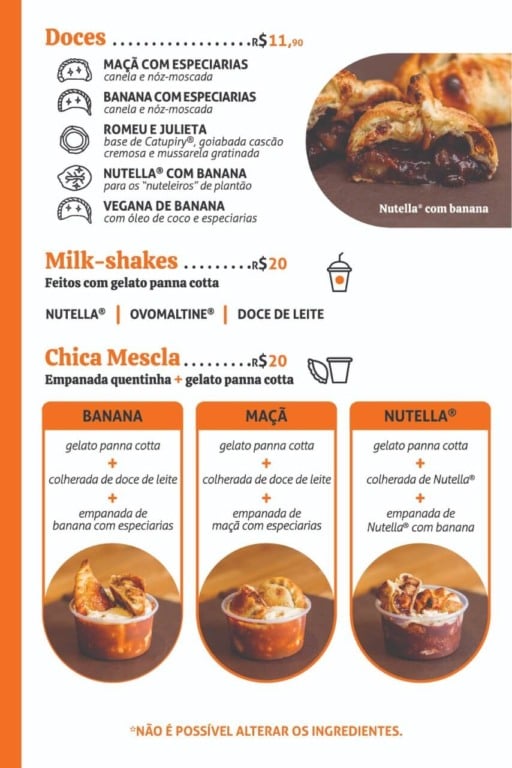 Cardápio La Chica Empanadas Artesanais