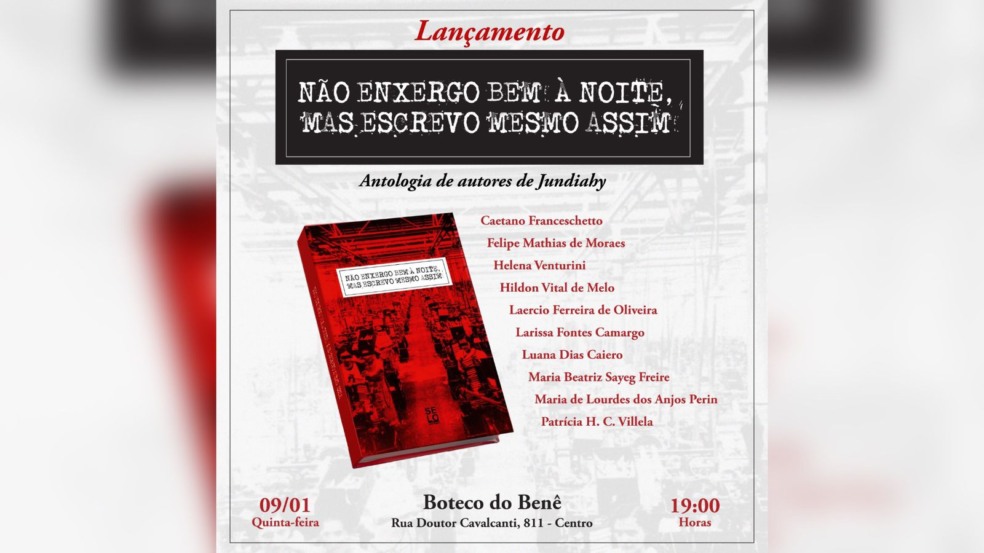 Flyer de divulgação do lançamento de um livro. Flyer de divulgação do lançamento de um livro.