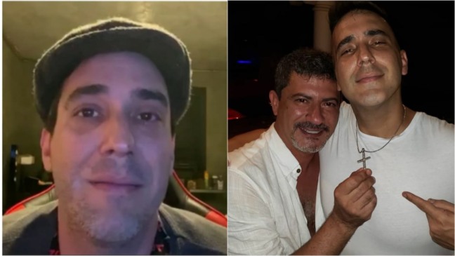 Ator André Marques com o intérprete Tom Veiga