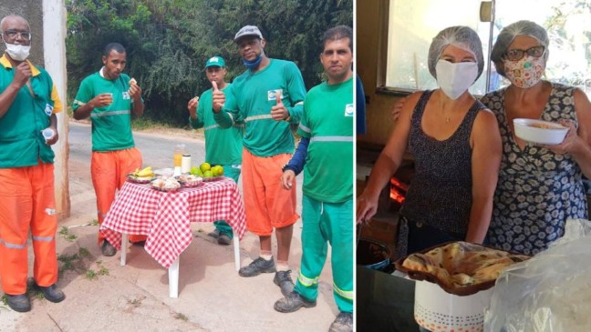 Café da manhã teve bolo, suco, frutas e chocolates. "Foi uma surpresa para eles" (Foto: Arquivo Pessoal)