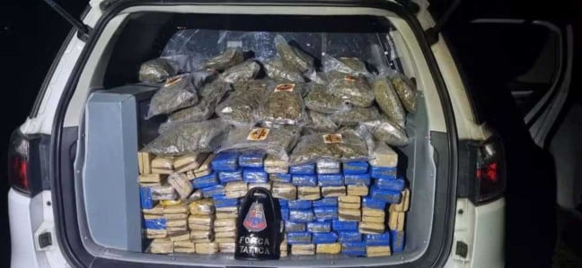 Veículo é apreendido com grande quantidade de droga em Campo Limpo Paulista (SP) — Foto: Divulgação