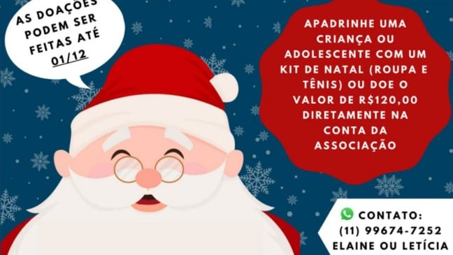 Arte de divulgação da campanha Natal Solidário da Associação Almater