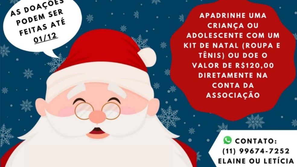 Arte de divulgação da campanha Natal Solidário da Associação Almater