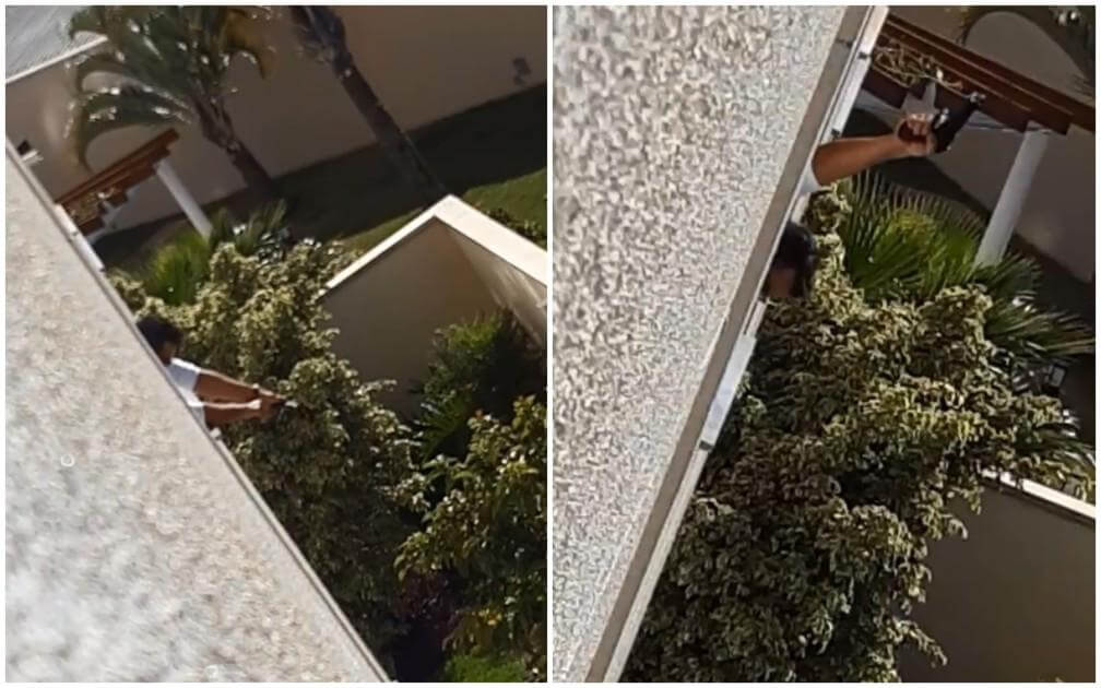 Homem atira contra polícia na sacada de seu apartamento em Itatiba. (Foto: Reprodução)
