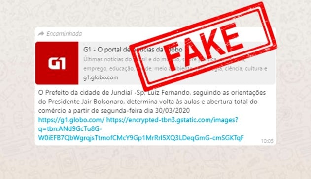 Imagem e mensagem que circulam no WhatsAPP são FALSAS