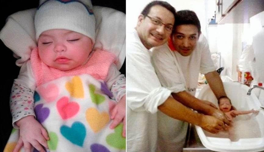 Após ser rejeitada por 10 famílias, bebê com HIV é adotada por casal gay