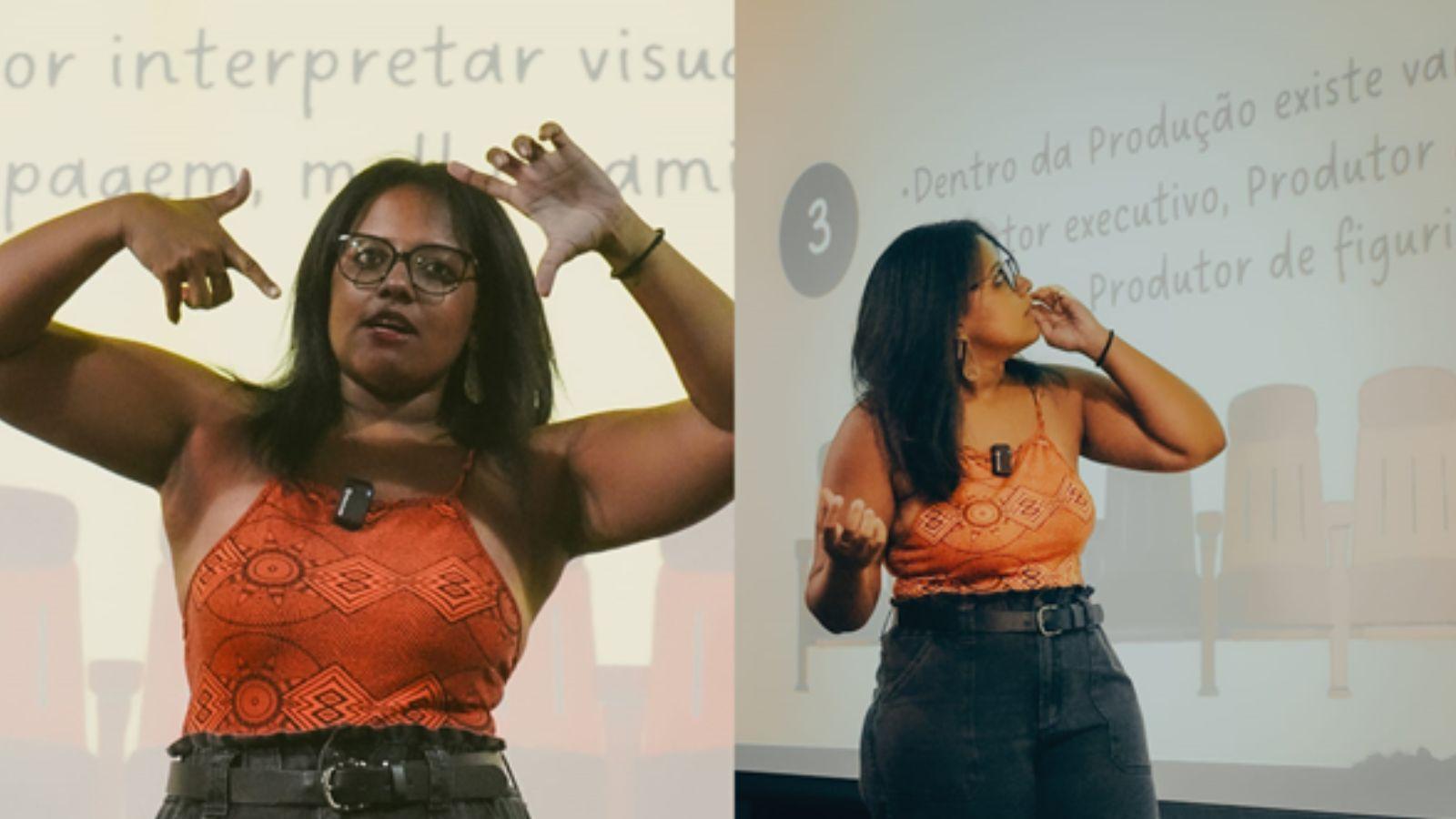 Palestrante ministrando dinâmica.