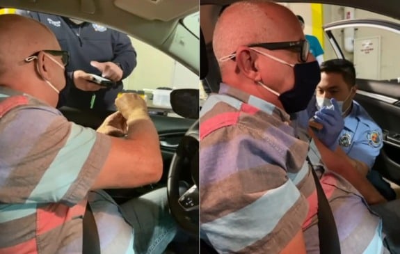 Brasileiro é vacinado contra Covid-19 nos Estados Unidos em sistema drive-thru