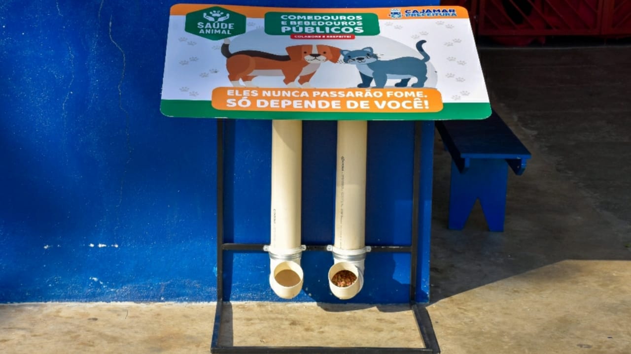 Foto do equipamento de alimentação instalado pela prefeitura