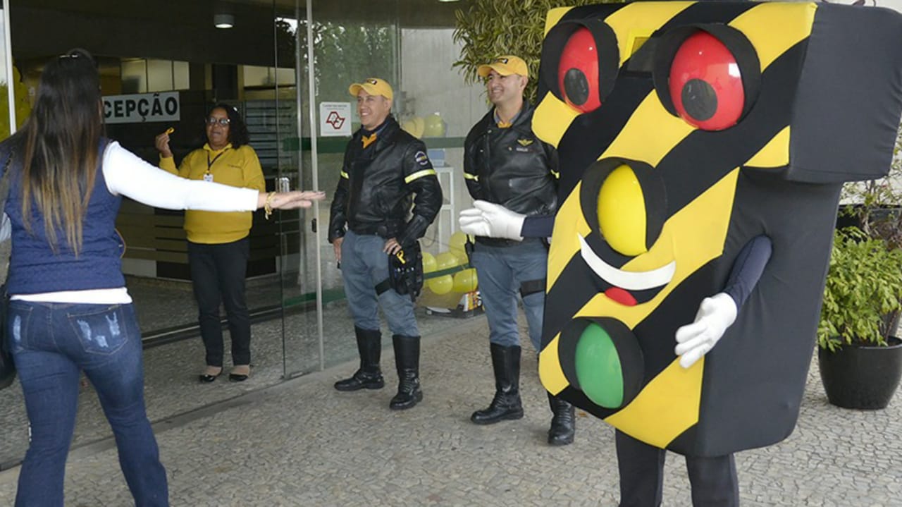 Ator da campanha de riscos no trânsitos da Prefeitura de Jundiaí