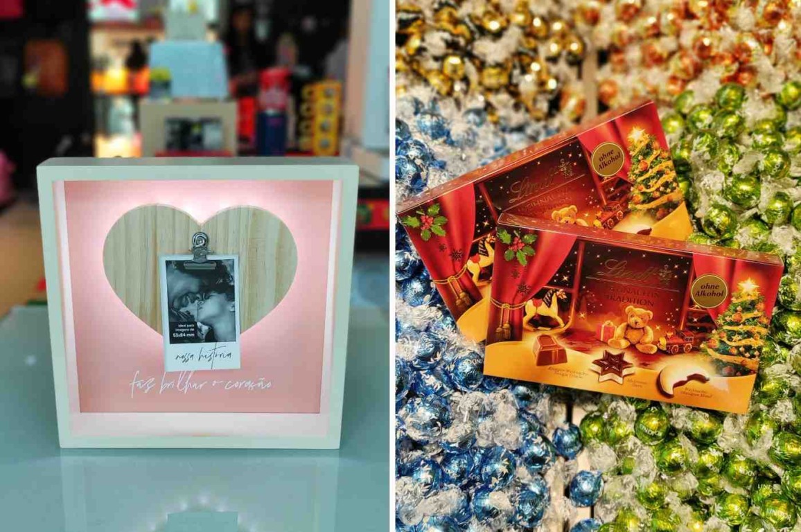 porta-retratos e chocolate