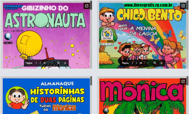 Quatro capas de gibis da Turma da Mônica