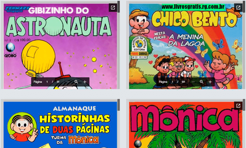 Quatro capas de gibis da Turma da Mônica