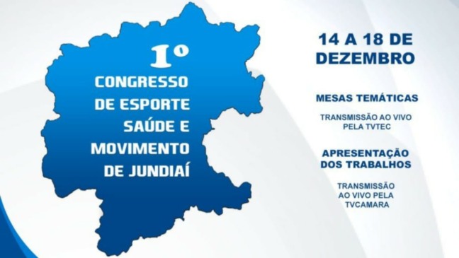 Arte de divulgação do congresso 'Cidade Saudável' na semana do aniversário de Jundiaí