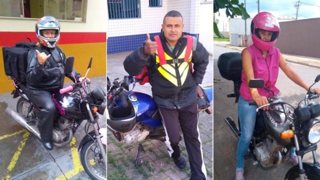 Lia, Carlos e Cristiane: "Todos acham que o motoboy está ganhando muito dinheiro neste tempo, mas não é bem assim" (Fotos: arquivo pessoal)