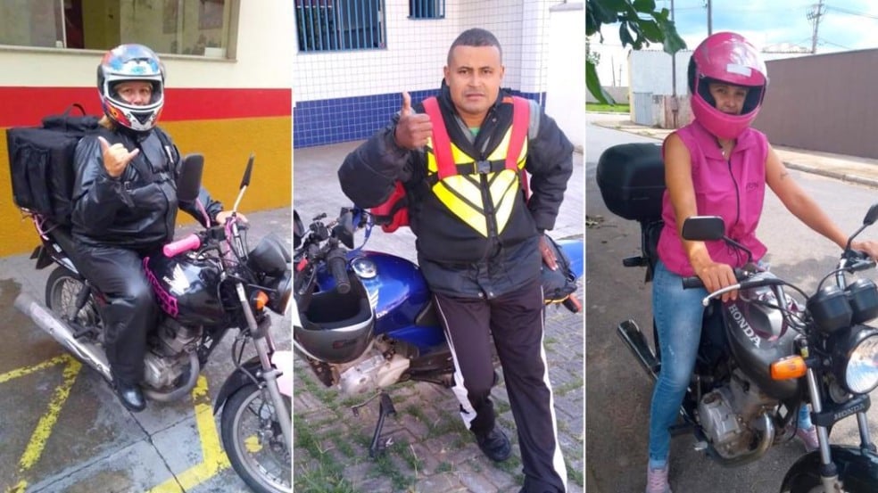 Lia, Carlos e Cristiane: "Todos acham que o motoboy está ganhando muito dinheiro neste tempo, mas não é bem assim" (Fotos: arquivo pessoal)