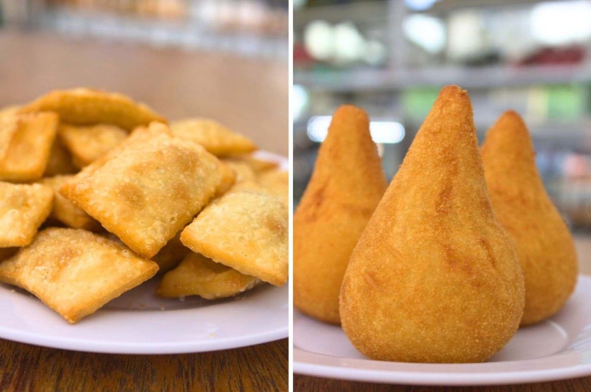 Os famosos pasteizinhos e coxinha da Padaria Nossa Senhora Aparecida