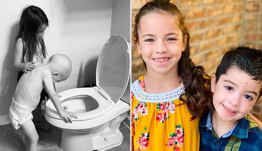 Garoto famoso por foto em que sofria por câncer se recupera totalmente