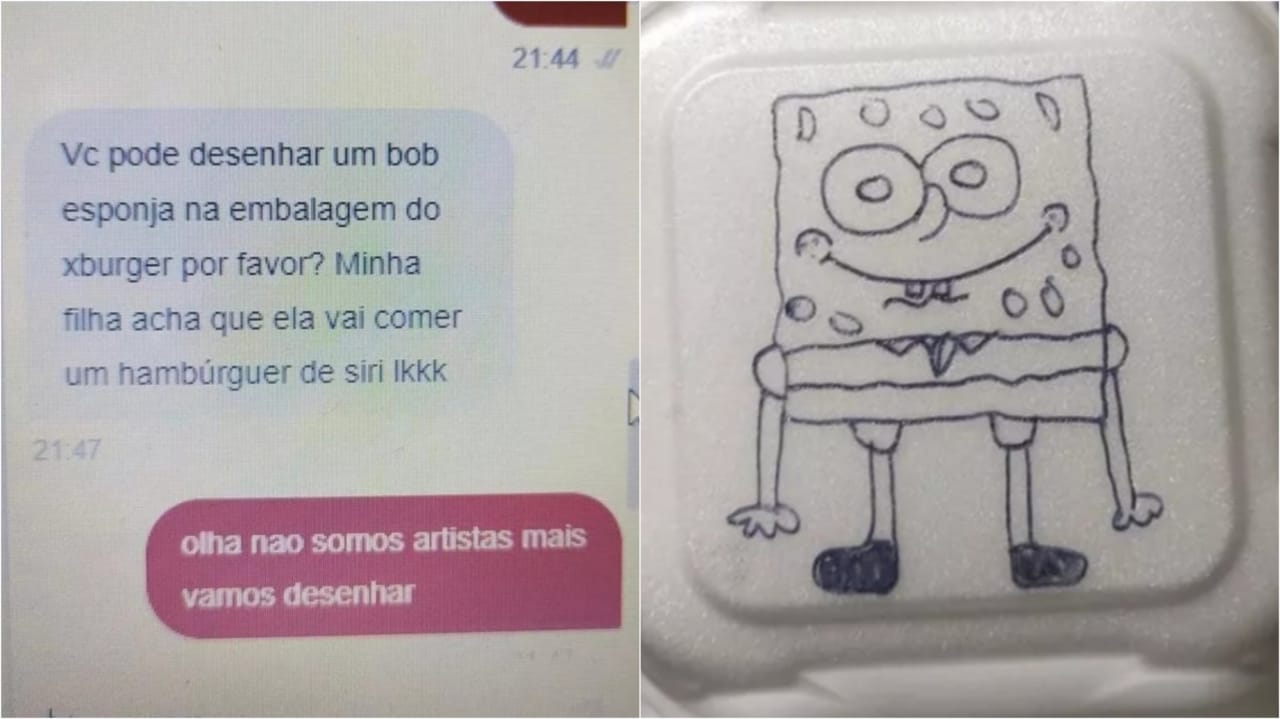 Hamburgueria desenha Bob Esponja para criança que queria 