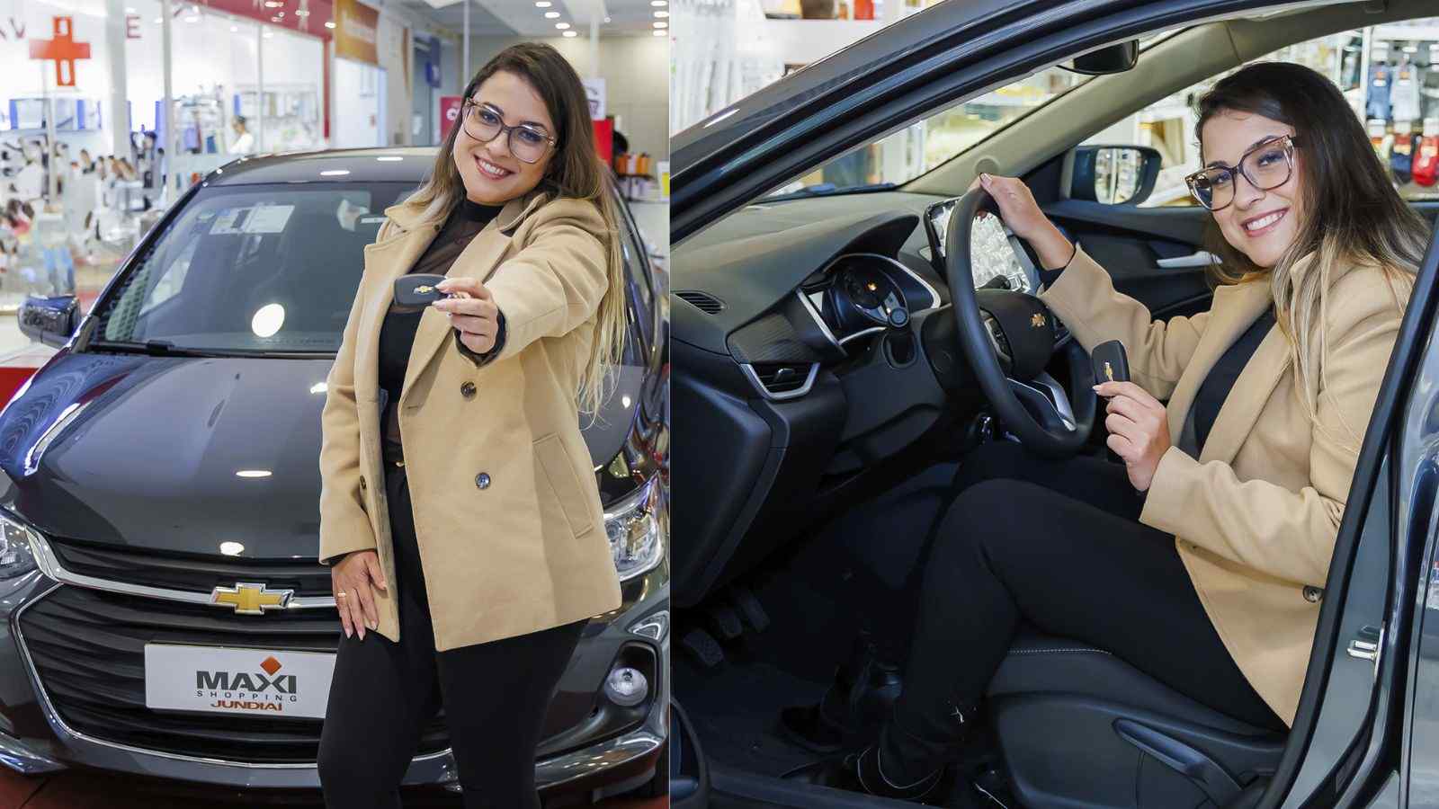 Mulher com carro 0km.