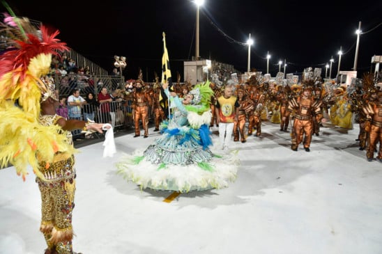 pessoa fantasiada em desfile de carnaval