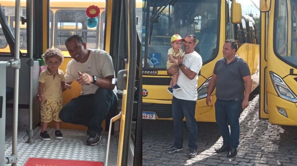 Benício conhecendo os "amarelinhos".