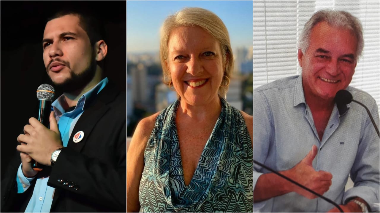 Professor Felipe Schadt, fonoaudióloga Márcia Karelisky, e radialista Adilson Freddo