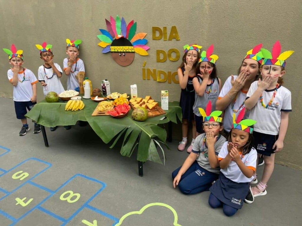 Alunos do Colégio Elíseos de Jundiaí no Dia do Índio