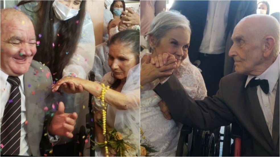 Idosos se casam em asilo durante a pandemia
