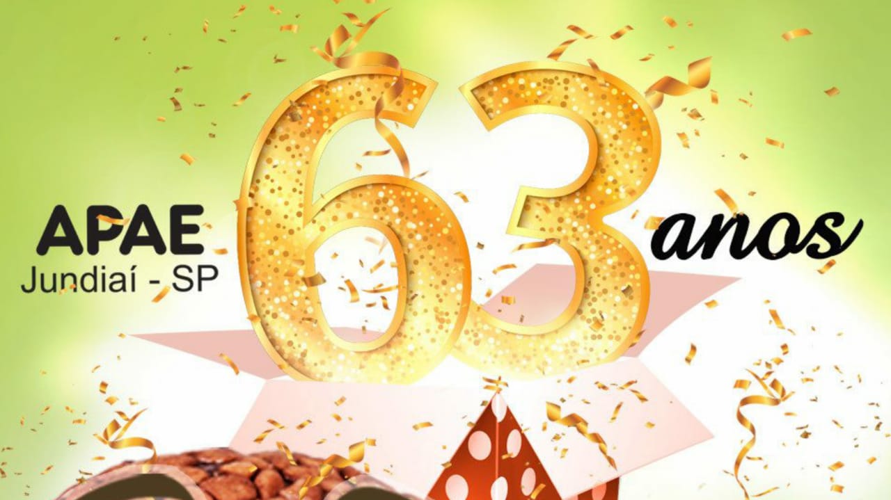 Arte comemorativa do aniversário de 63 da APAE de Jundiaí