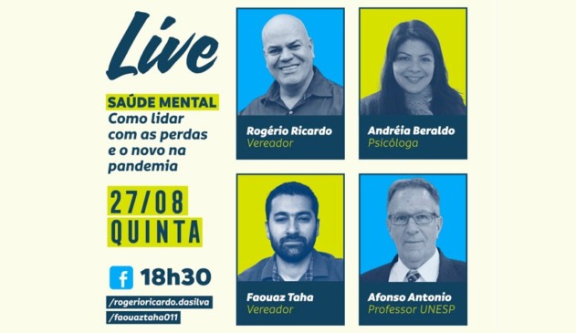 Arte de divulgação da live sobre saúde mental