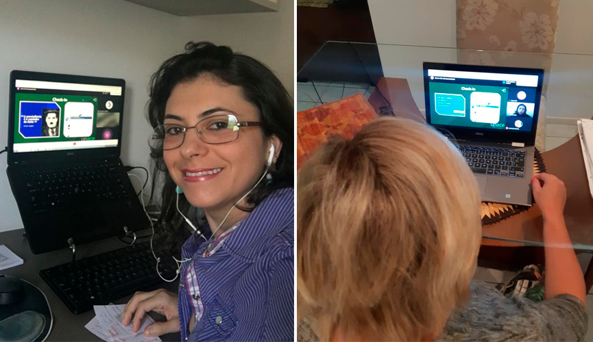 Foto de mulheres na frente de computador