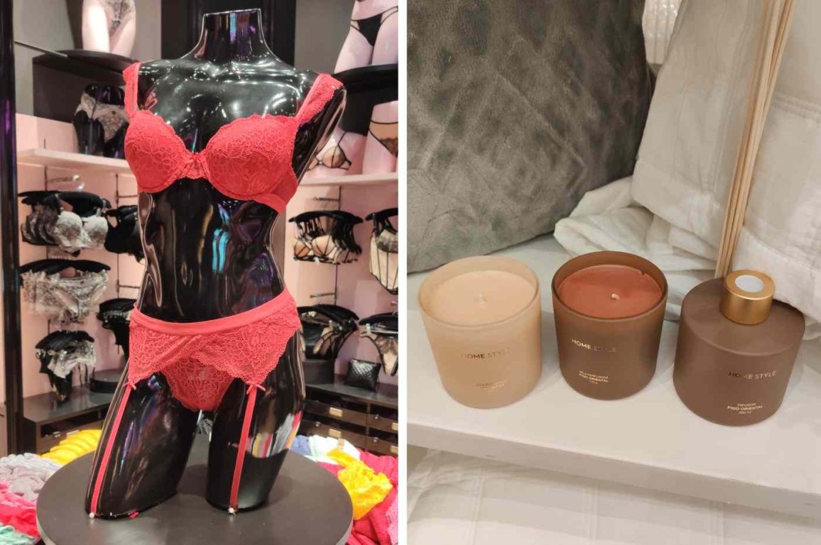 velas e conjunto de lingerie