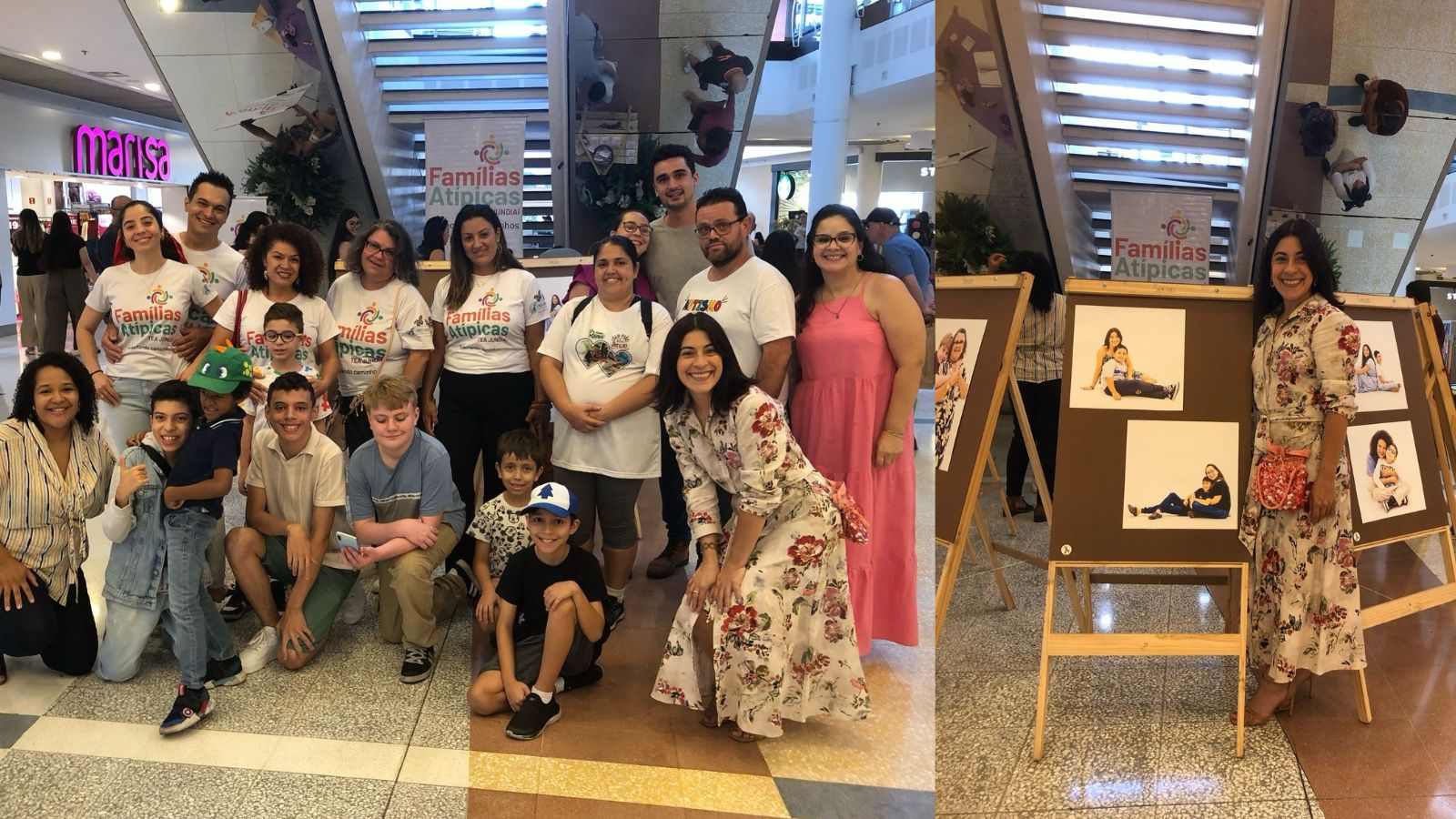 Pessoas visitando a mostra 'Eu te vejo', do Maxi Shopping Jundiaí.