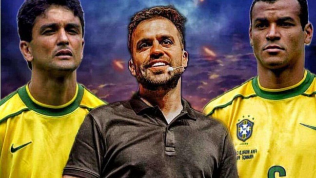 Pôster do evento Jogo dos Campeões em Jundiaí, com as presenças confirmadas de Bebeto, Cafu e Pablo Marçal.