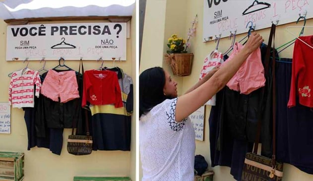 Família cria cabide solidário no Centro de Jundiaí