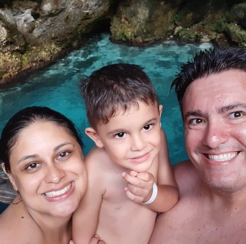 Foto de família em lago