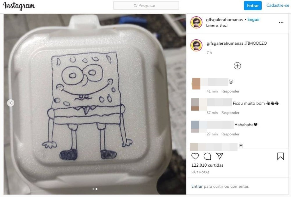 Lanchonete reivindica desenho do Bob Esponja em embalagem de lanche que viralizou