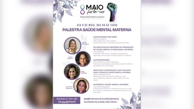 Banner com informativos da palestra. Banner com informativos da palestra.