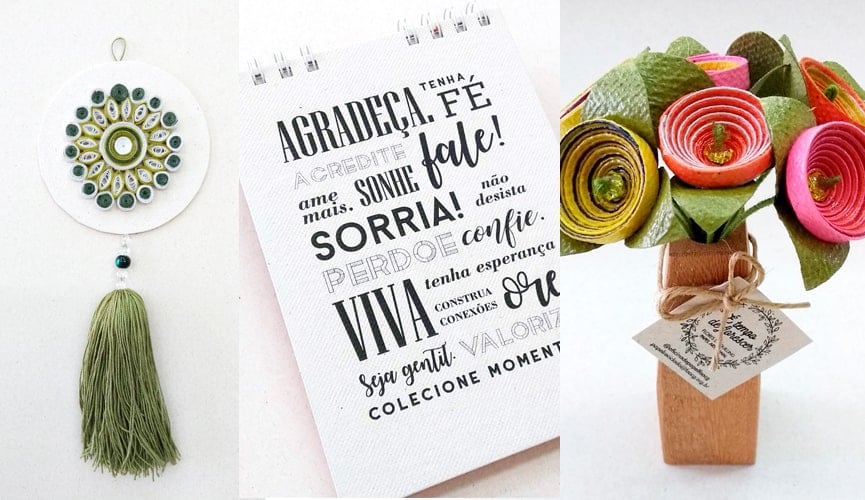 Trabalho do Bazar Sustentável da Oficina de Papel Artesanal (OPA) da Fundação Antonio-Antonieta Cintra Gordinho – FAACG.