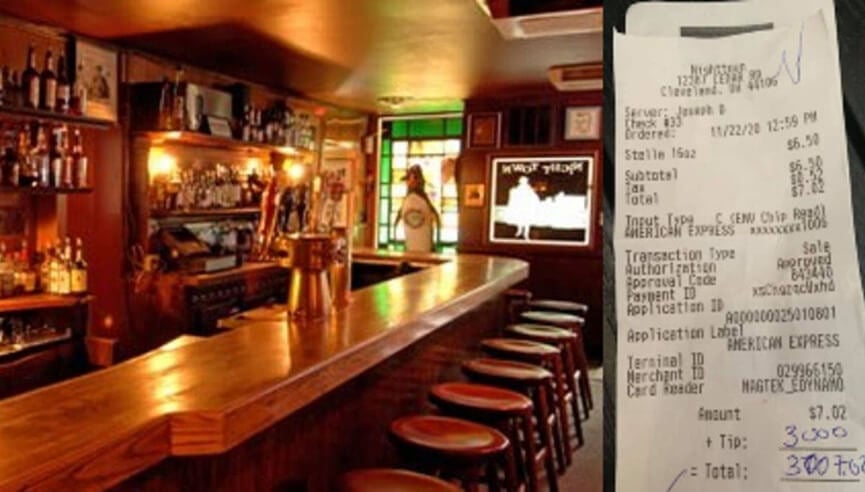 Gorjeta milionária nos EUA. (Foto; Divulgação)