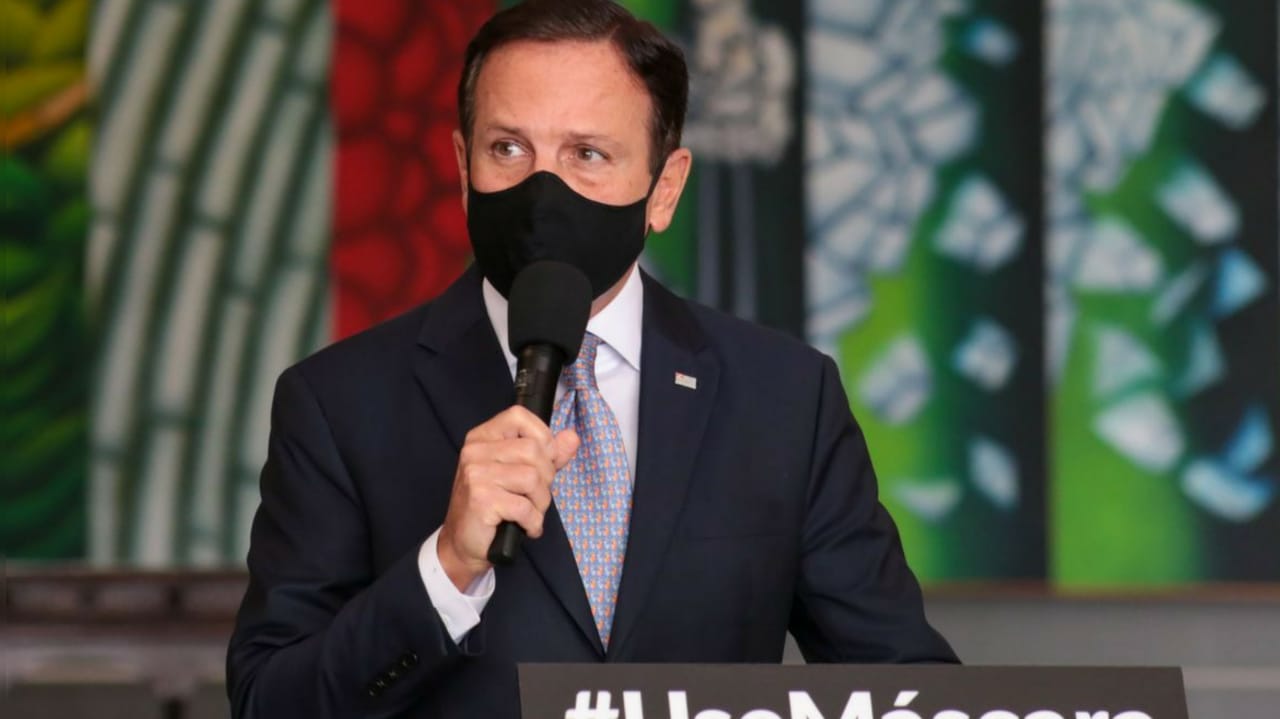 Governador João Doria em anúncio de retomada econômica em São Paulo