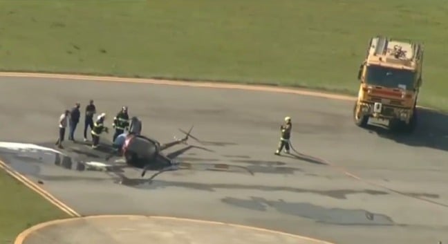 Helicóptero cai em aeroporto do Campo de Marte, em São Paulo