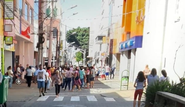 Centro de Jundiaí na última segunda-feira, 6 de abril