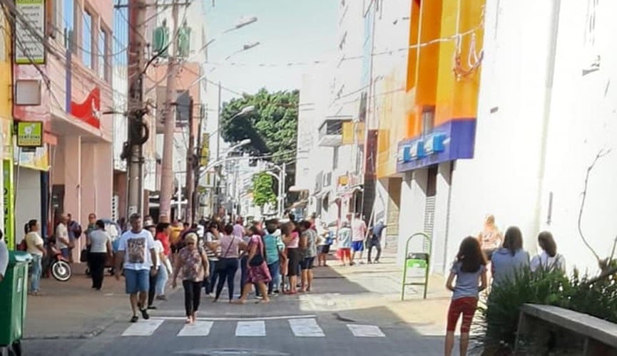 Centro de Jundiaí na última segunda-feira, 6 de abril