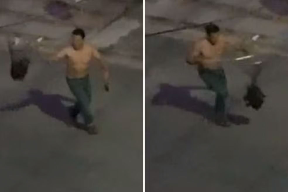 Homem chutando galo em Várzea Paulista Homem chutando galo em Várzea Paulista