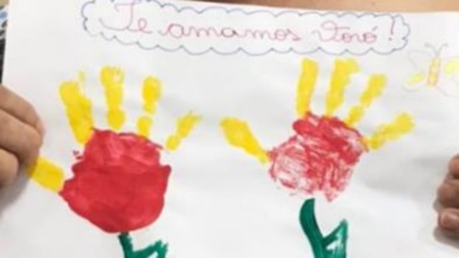 Desenho que netos enviaram à avó, internada em Jundiaí