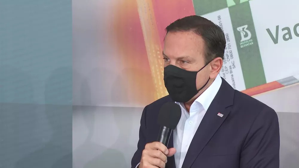 Governador João Doria durante coletiva de imprensa sobre a produção da Coronavac nesta quinta (10)